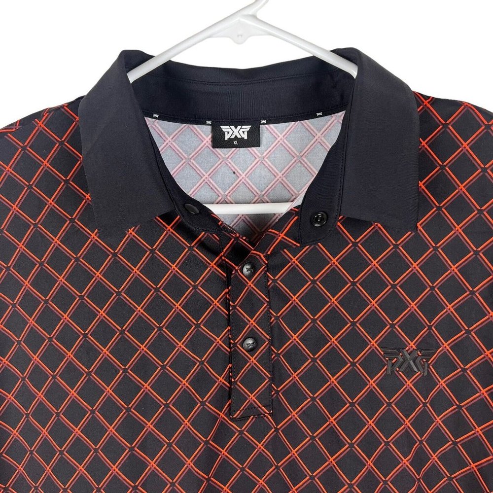 PXG Polo Shirt XL Black Orange Long Sleeve Parsons Extreme Golf Performance